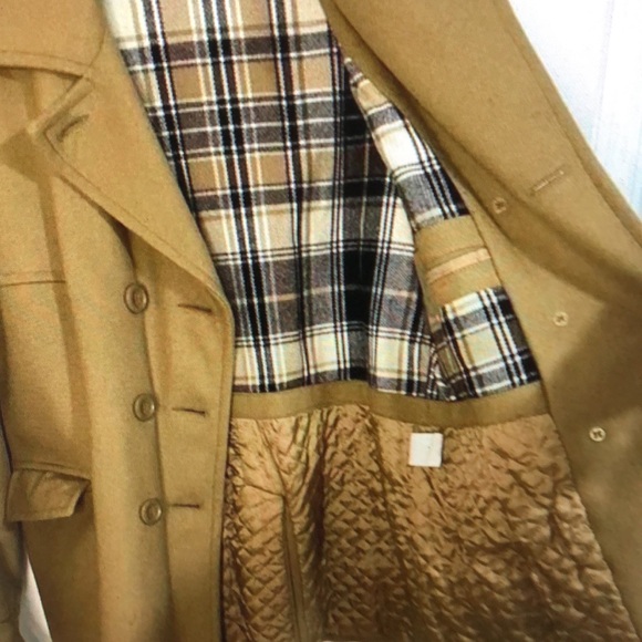 Charles Klein Tan Camel Double Breasted Wool Blend Mid Length Pea Coat - Picture 6 of 7